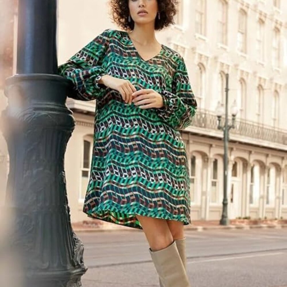 Joseph Ribkoff Green Geometric Mini Dress